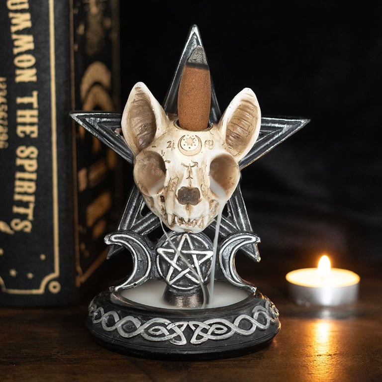 Ouija Cat Backflow Incense Burner - Mysterious Gothic Home Decor Piece