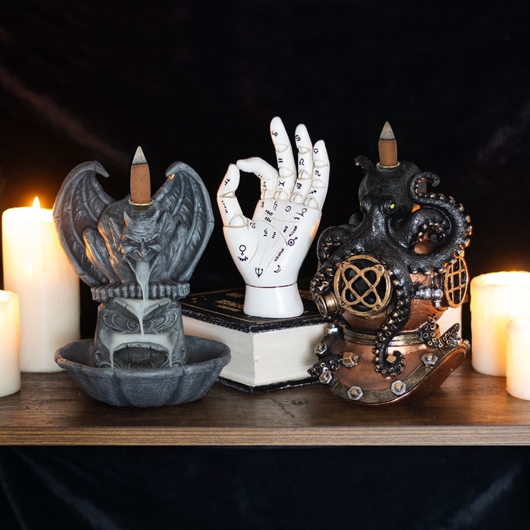 Gargoyle Backflow Incense Burner - Gothic Home Decor with Spooky Smoke Effect