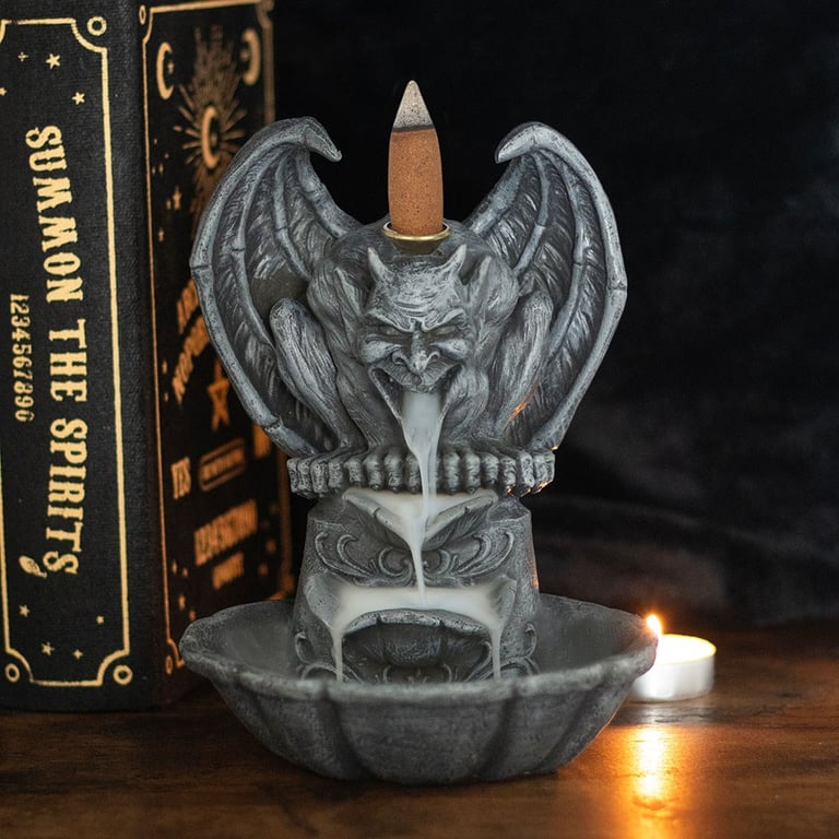 Gargoyle Backflow Incense Burner - Gothic Home Decor with Spooky Smoke Effect