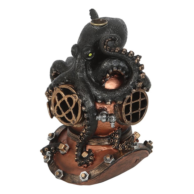 Kraken Backflow Incense Burner - Vintage Diver Helmet Decor & Monster Movie Gift