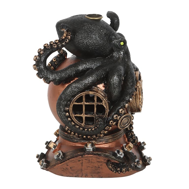Kraken Backflow Incense Burner - Vintage Diver Helmet Decor & Monster Movie Gift