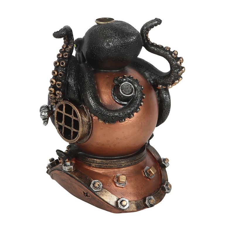 Kraken Backflow Incense Burner - Vintage Diver Helmet Decor & Monster Movie Gift