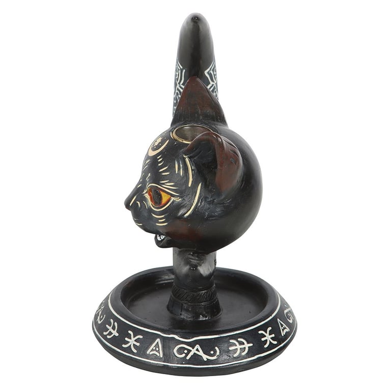 Black Cat Moon Backflow Incense Burner - Magical Smoke Focusing Decorative Piece