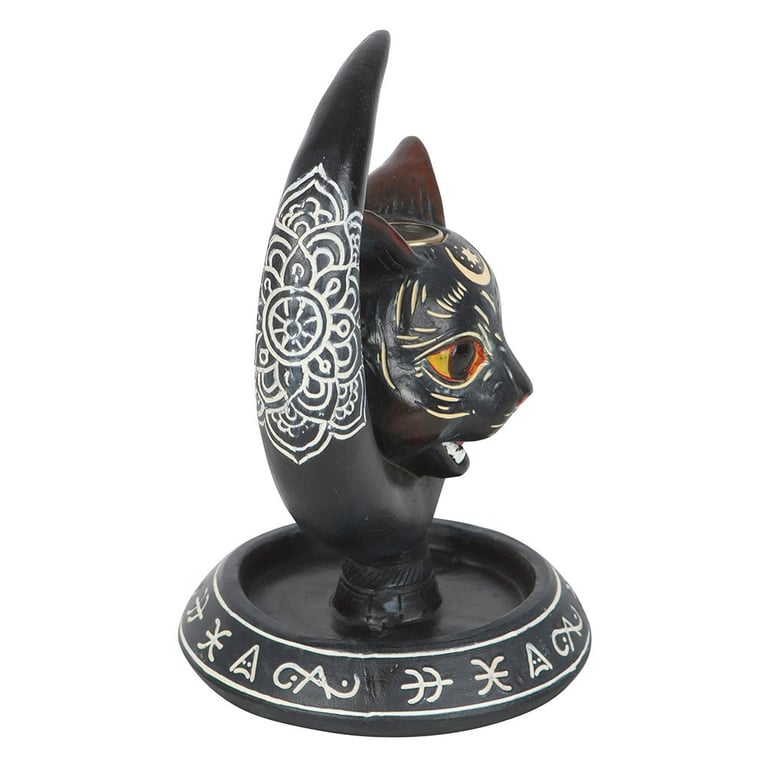 Black Cat Moon Backflow Incense Burner - Magical Smoke Focusing Decorative Piece