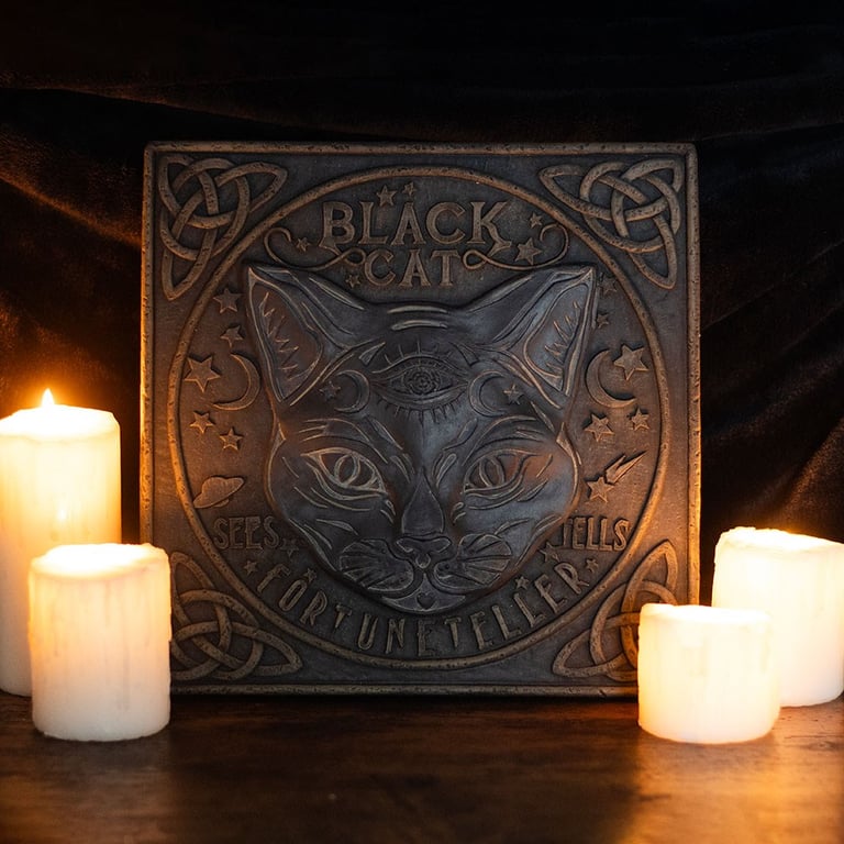Black Cat Fortune Teller Sign - Celestial Home Decor
