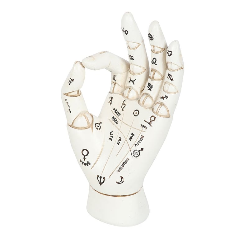 White Palmistry Hand Ornament - Unique Home Decor Item for Palm Reading Enthusiasts