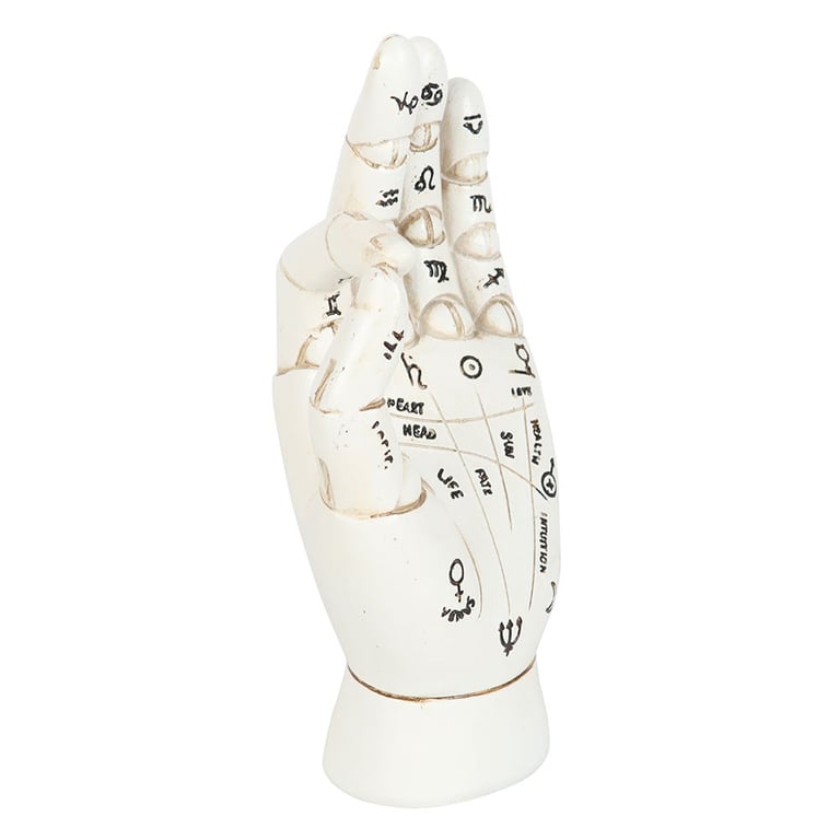 White Palmistry Hand Ornament - Unique Home Decor Item for Palm Reading Enthusiasts