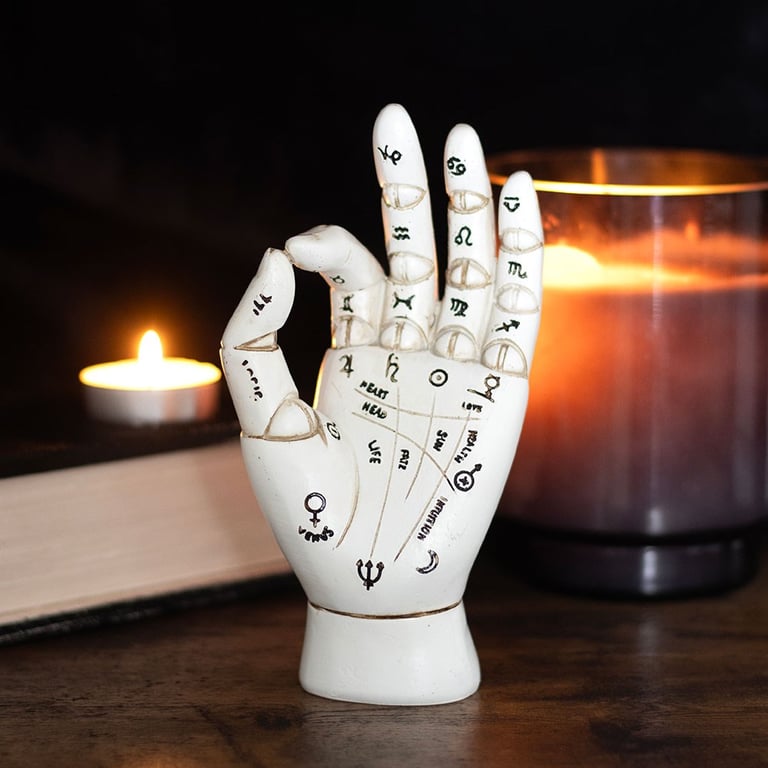 White Palmistry Hand Ornament - Unique Home Decor Item for Palm Reading Enthusiasts