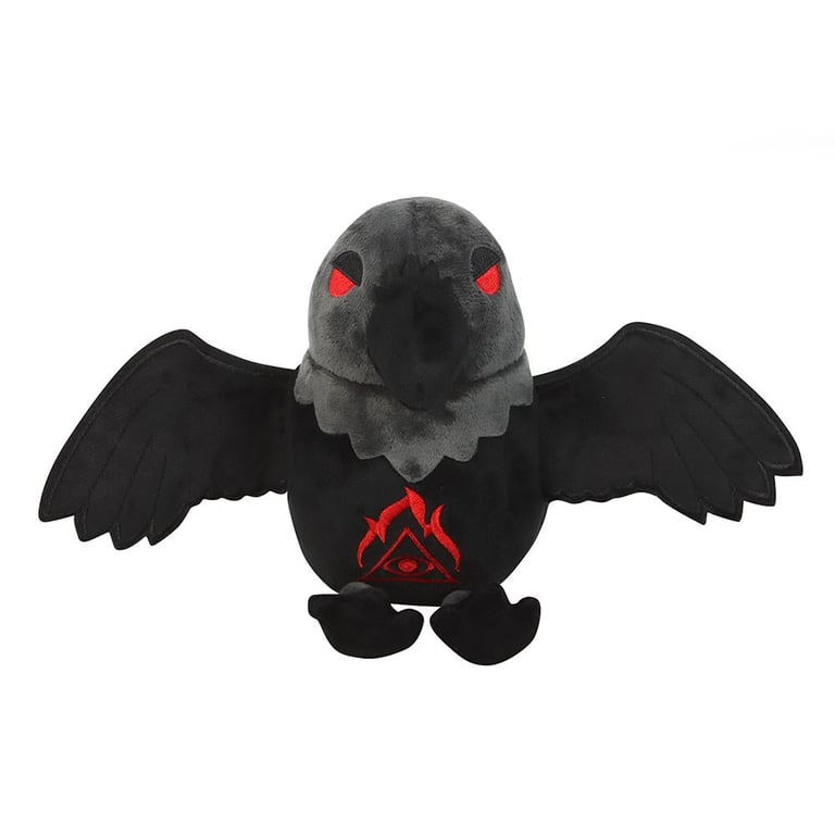Raven Plush Toy - Embroidered Eye Spooky Decoration & Home Decor