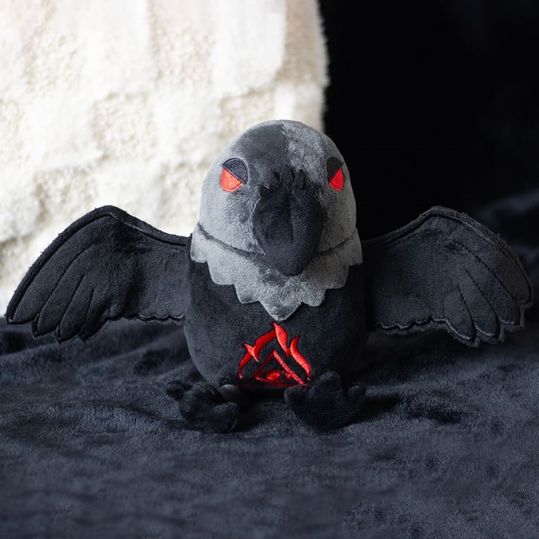 Raven Plush Toy - Embroidered Eye Spooky Decoration & Home Decor