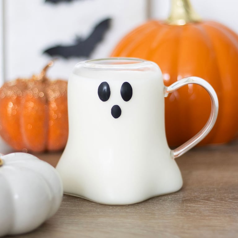 Ghost Shaped Glass Mug - Seasonal 600ml Spooky Design