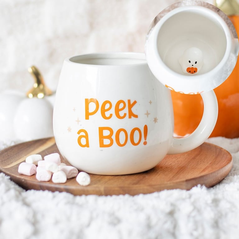 Peekaboo Ghost Rounded Mug - 500ml Home Decoration for Halloween Season