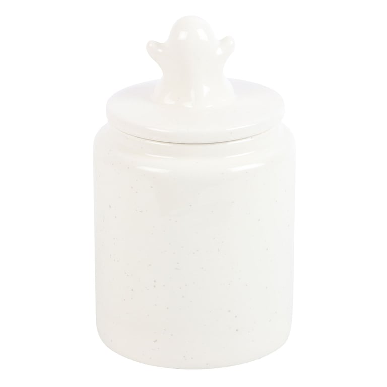 Hey Boo Ceramic Ghost Storage Jar - Food Safe Halloween Home Decor
