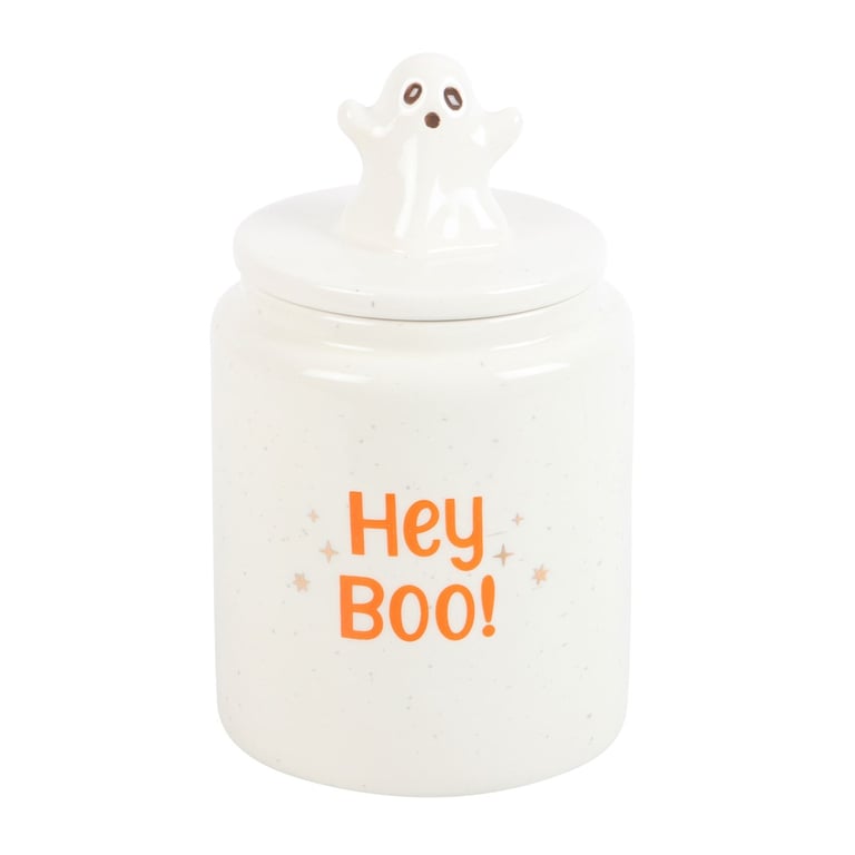 Hey Boo Ceramic Ghost Storage Jar - Food Safe Halloween Home Decor