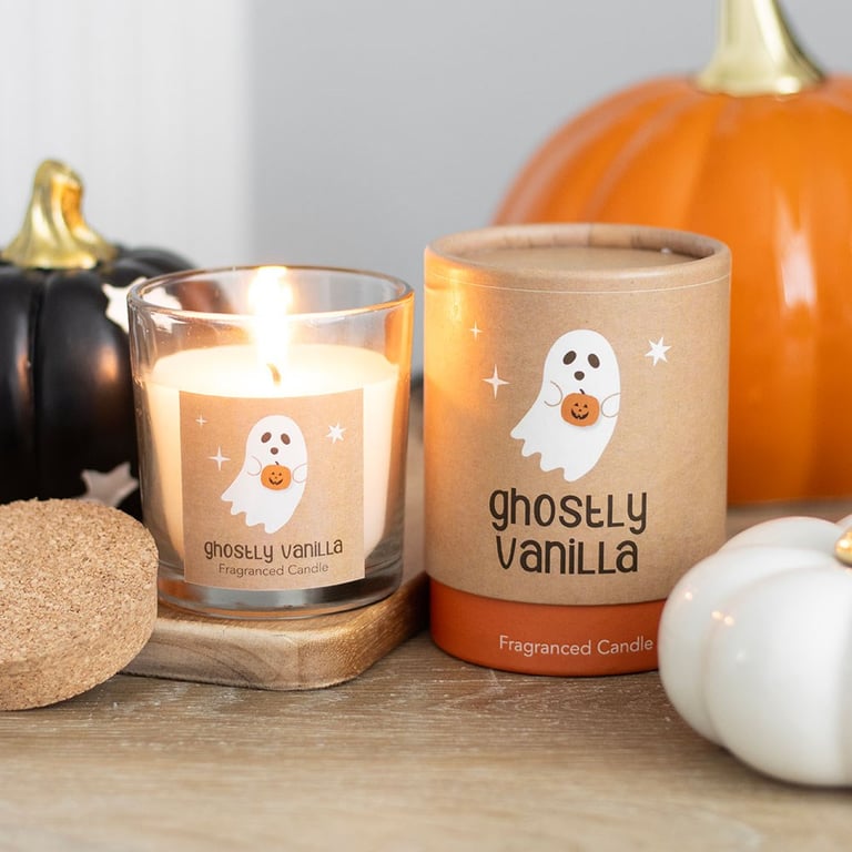 Ghostly Vanilla Vegan Paraffin Wax Candle - 25 Hour Burn Time, Phantasmic Fragrance