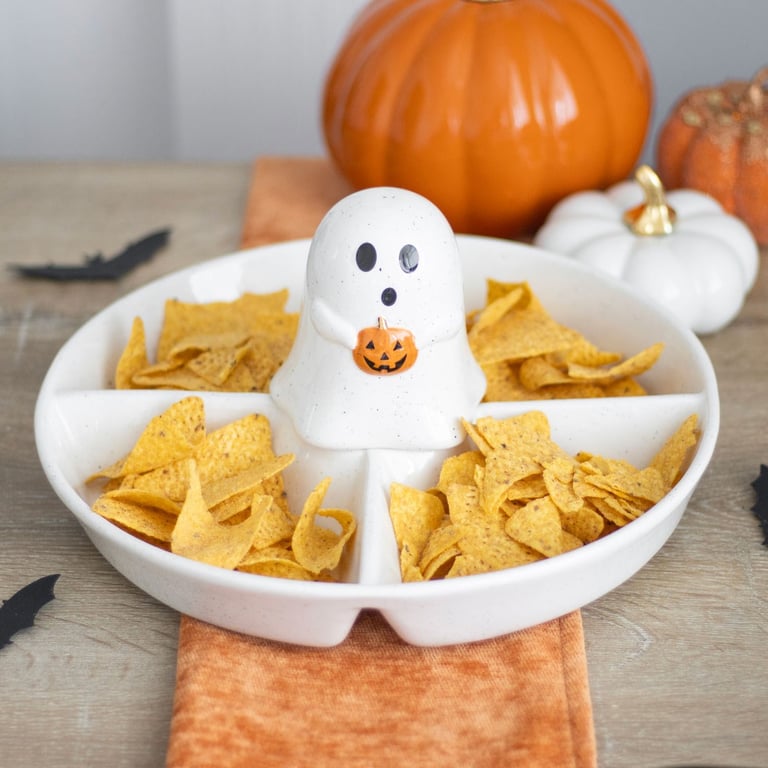 Ghost Chip & Dip Snack Dish - Food Safe Halloween Partyware