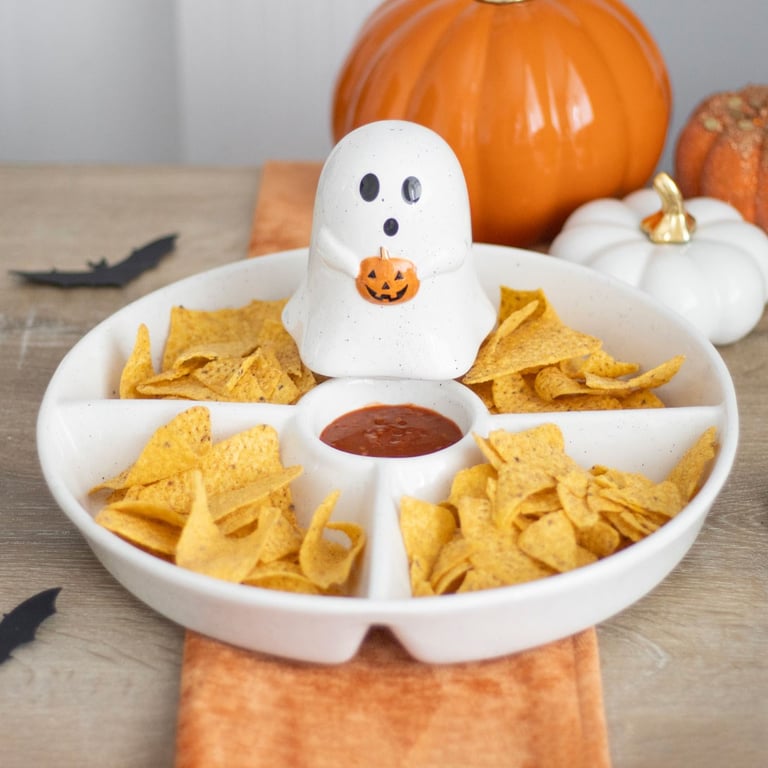 Ghost Chip & Dip Snack Dish - Food Safe Halloween Partyware