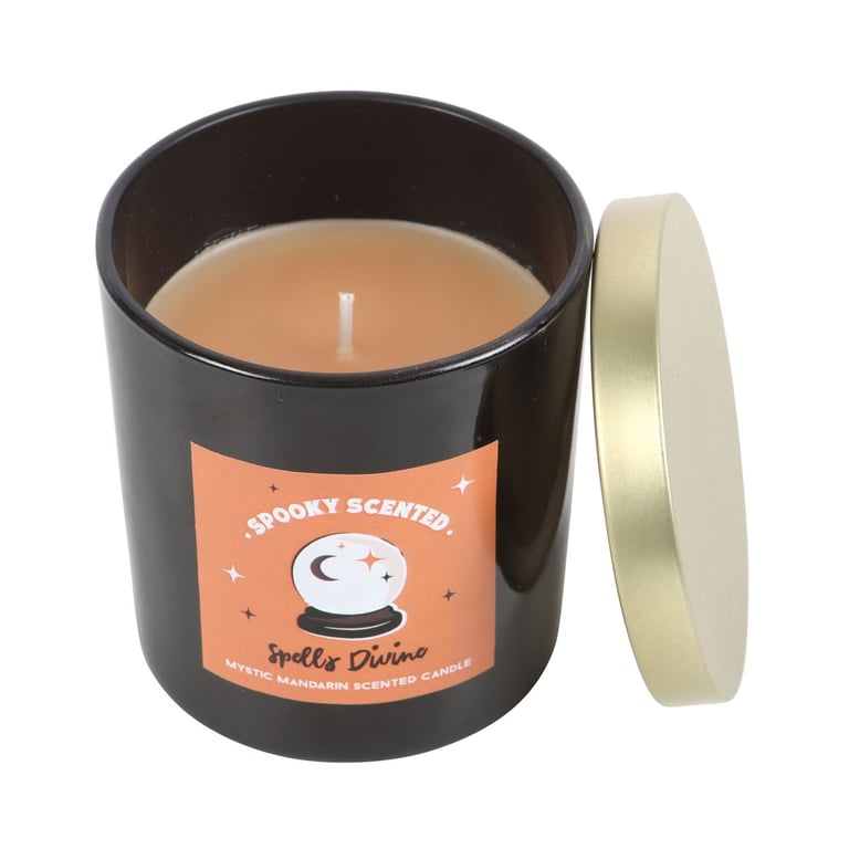 Spells Divine Mystic Mandarin Halloween Candle - 25hr Burn Time, Vegan Paraffin Wax