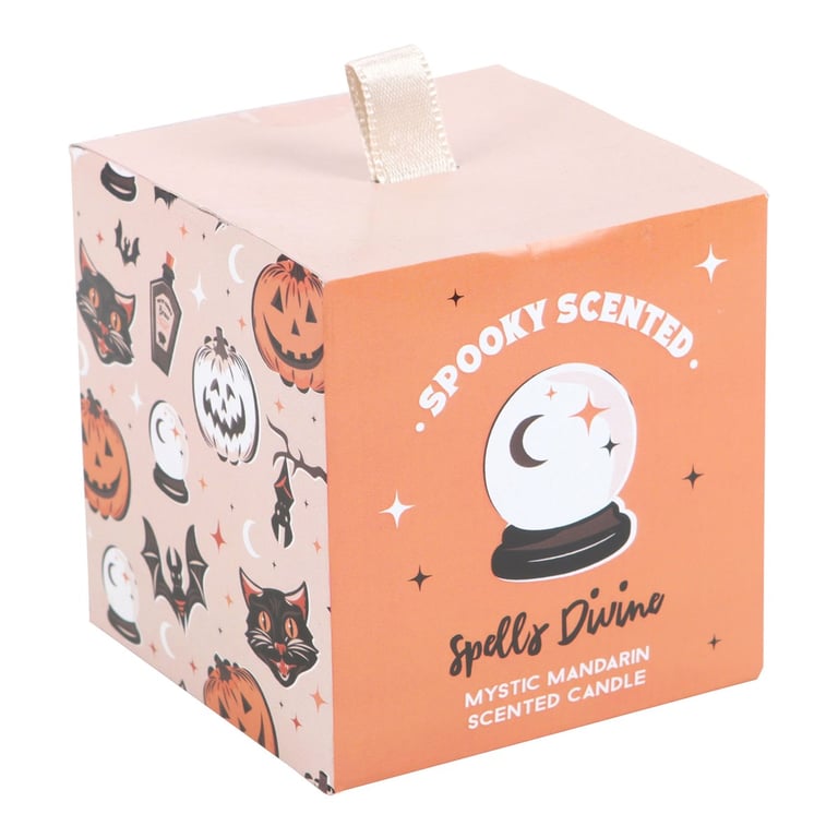Spells Divine Mystic Mandarin Halloween Candle - 25hr Burn Time, Vegan Paraffin Wax