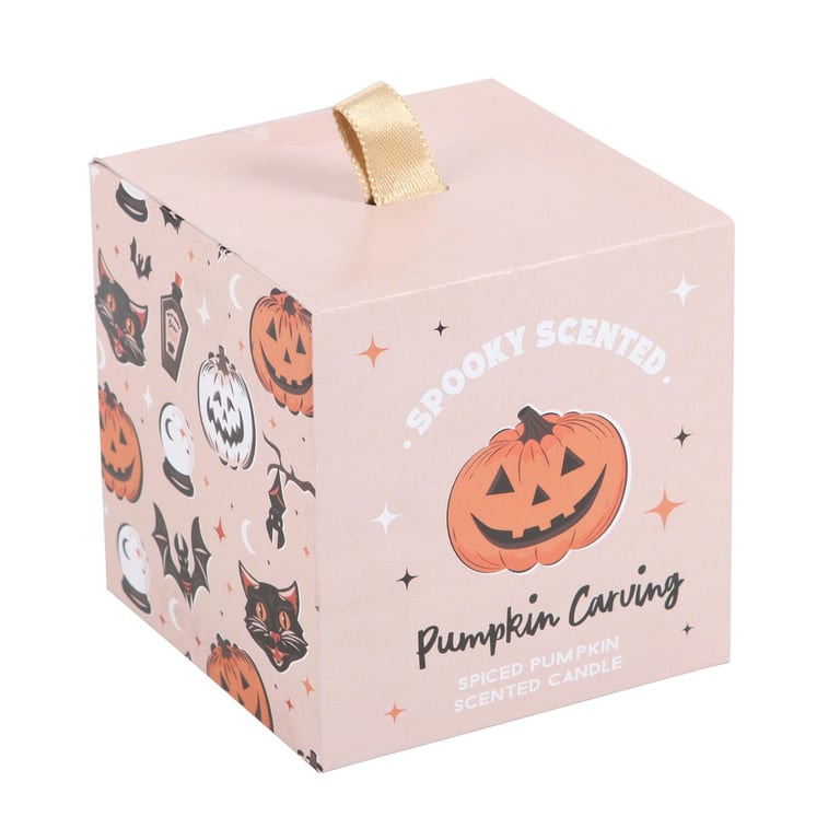 Pumpkin Carving Spiced Pumpkin Candle - Vegan Paraffin Wax, 25 Hour Burn Time for Home Halloween Decoration