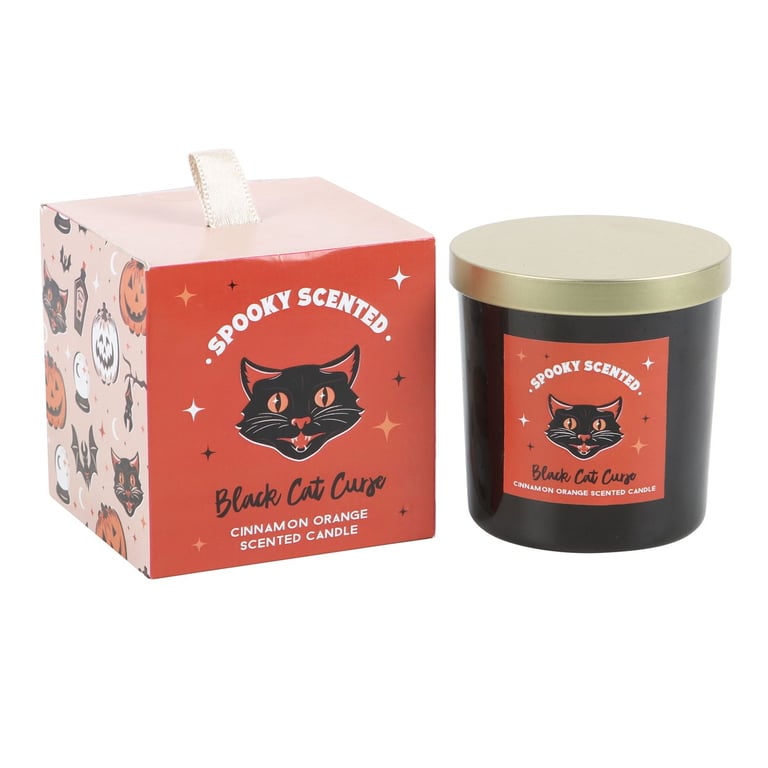 Black Cat Curse Cinnamon Orange Vegan Paraffin Wax Candle - 25 Hour Burn Time