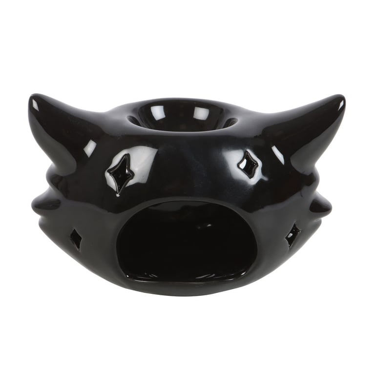 Spooky Black Cat Ceramic Oil Burner - Vintage Halloween Decoration with Ambient Light