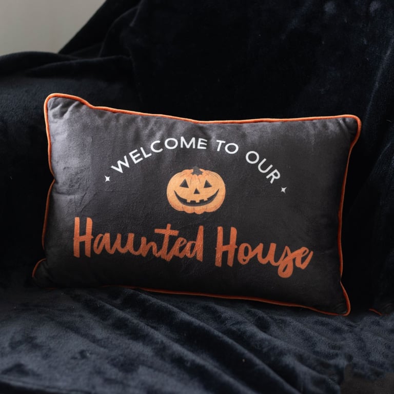 Haunted House Rectangular Cushion - Spooktacular Home Decor for Halloween and Year-Round Use