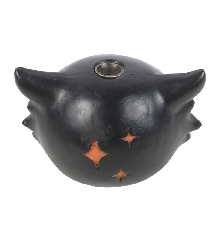 Black Cat Backflow Incense Burner - Vintage Halloween Decor Accessory with Haunting Fragrance Holder