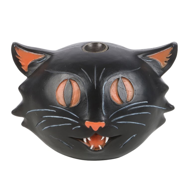 Black Cat Backflow Incense Burner - Vintage Halloween Decor Accessory with Haunting Fragrance Holder