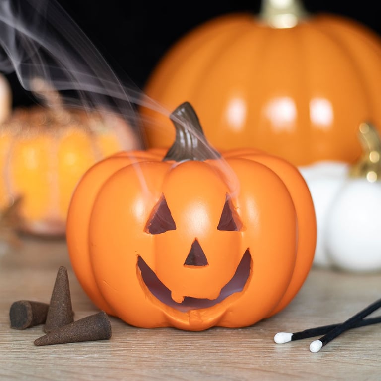 Orange Pumpkin Incense Holder - Perfect for Halloween Fragrances