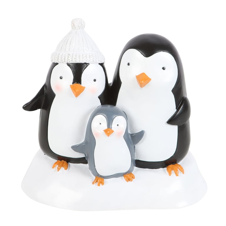 Penguin Family Resin Winter Decor Ornament