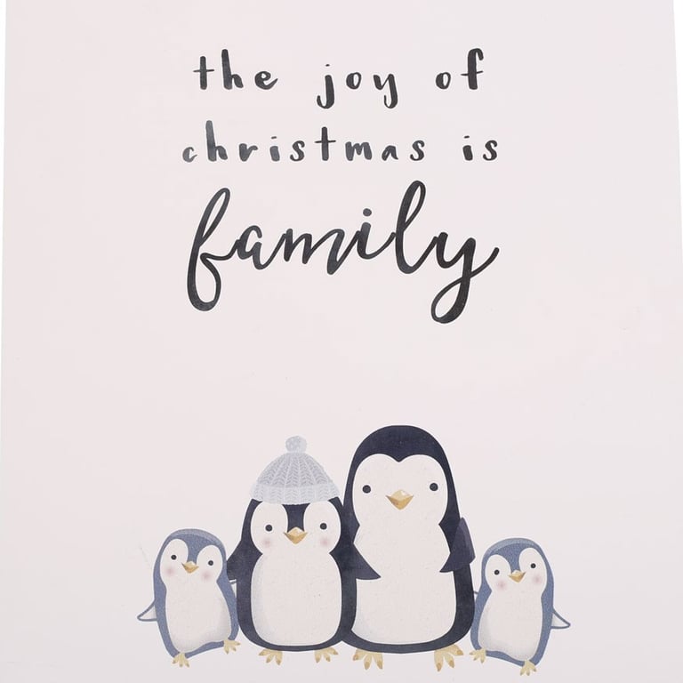 Joy of Christmas Penguin Family Hanging Sign - Holiday Home Decor Decoration