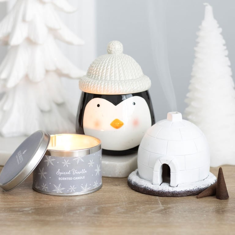 Winter Igloo Incense Cone Burner - Magical Smoke Rising Winter Decor