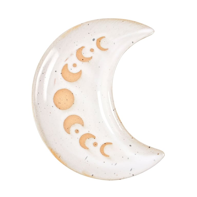 Crescent Moon Phase Ceramic Trinket Tray - Jewelry Organizer & Home Decor Accessory