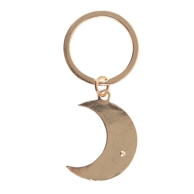 Gold-Tone Moon Phase Enamel Crescent Keyring