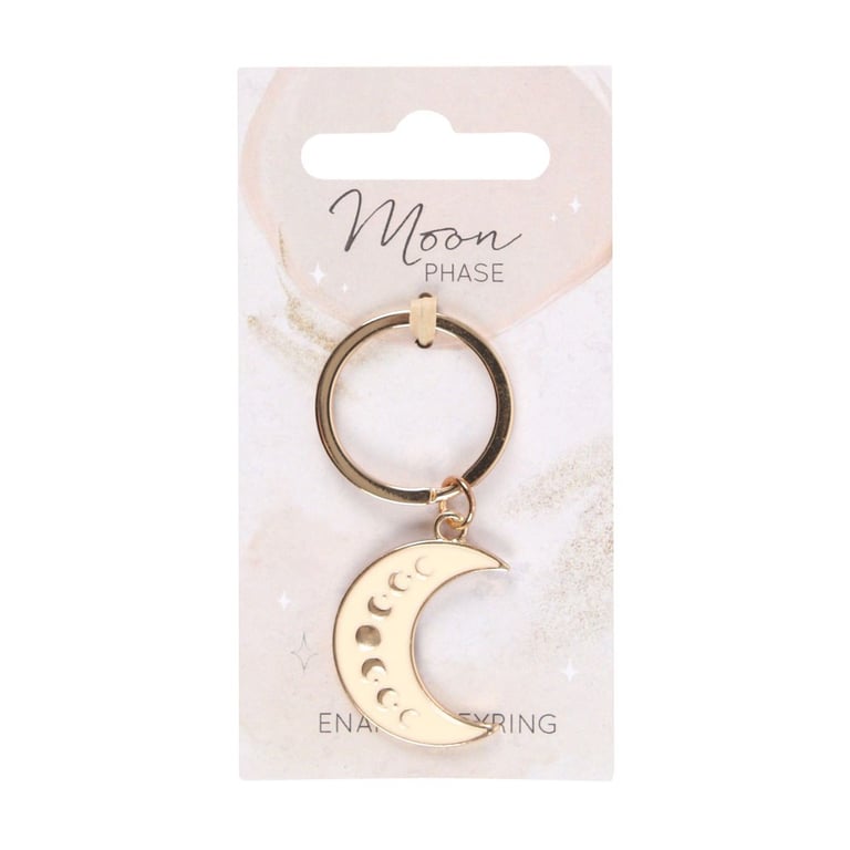 Gold-Tone Moon Phase Enamel Crescent Keyring