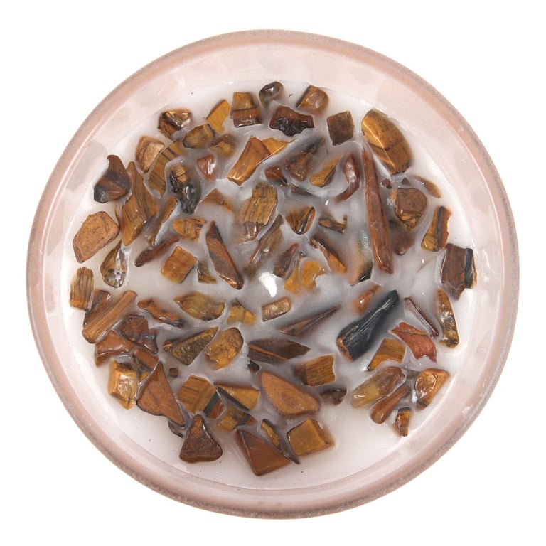 Full Moon Eucalyptus Manifestation Candle with Tiger s Eye - Paraffin Wax, 25hr Burn Time