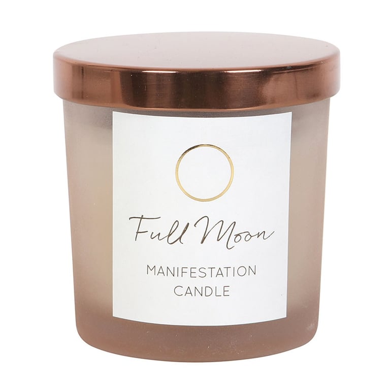 Full Moon Eucalyptus Manifestation Candle with Tiger s Eye - Paraffin Wax, 25hr Burn Time