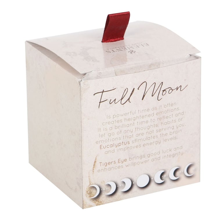 Full Moon Eucalyptus Manifestation Candle with Tiger s Eye - Paraffin Wax, 25hr Burn Time