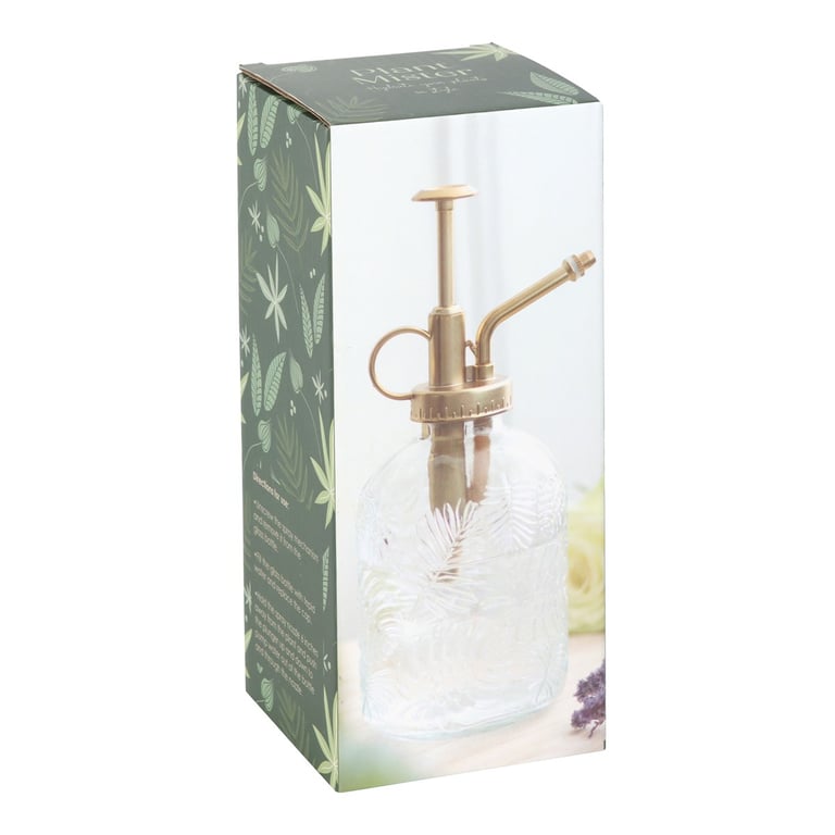 Large Leaf Print Glass Plant Mister - Delicate Water Misting Device for Indoor Gardens