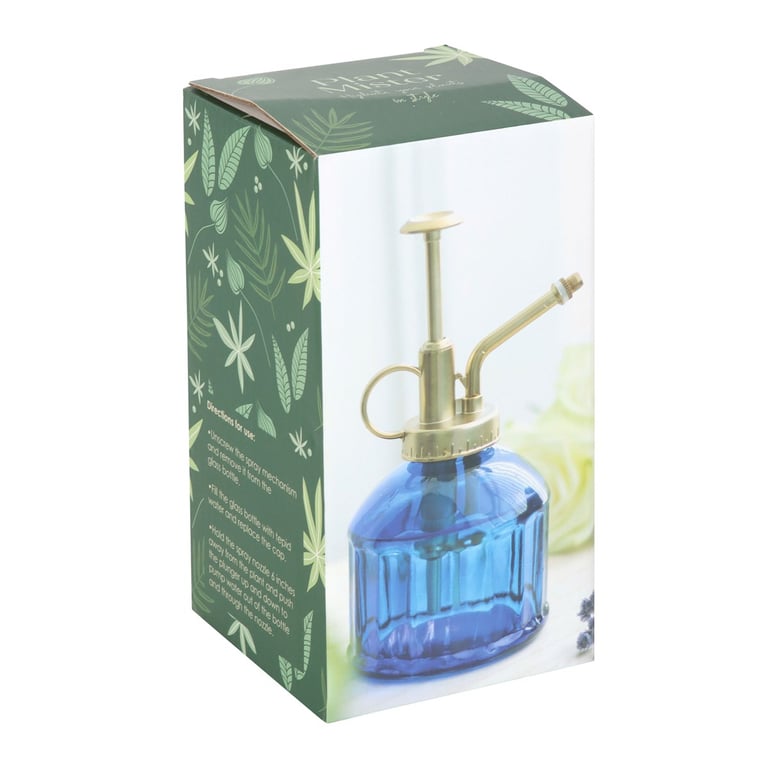 Blue Glass Plant Mister - Vintage Style Indoor Garden Gift