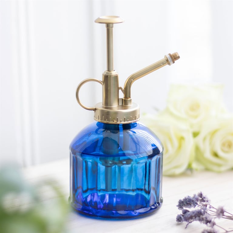 Blue Glass Plant Mister - Vintage Style Indoor Garden Gift
