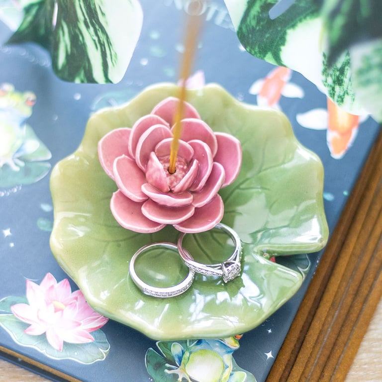 Lily Pad Ceramic Incense Holder and Trinket Dish