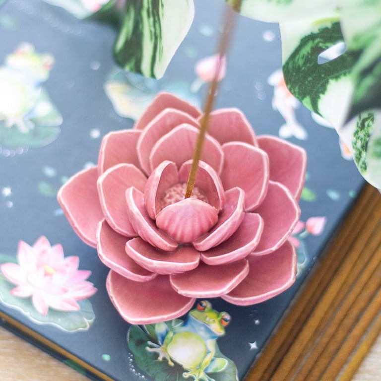 Pink Water Lily Natural Incense Holder - Home Decoration with Fragrance Stand