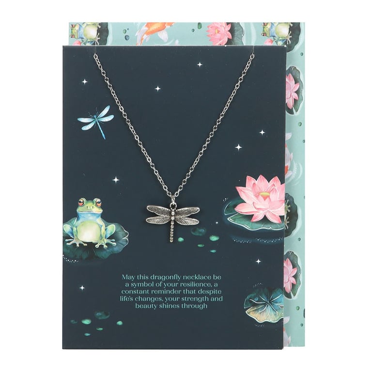 Dragonfly Necklace Gift Set - Resilience Symbol with Pond-Inspired Design