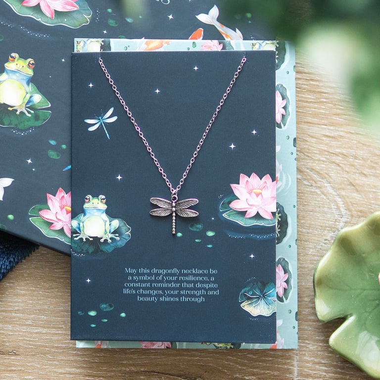 Dragonfly Necklace Gift Set - Resilience Symbol with Pond-Inspired Design