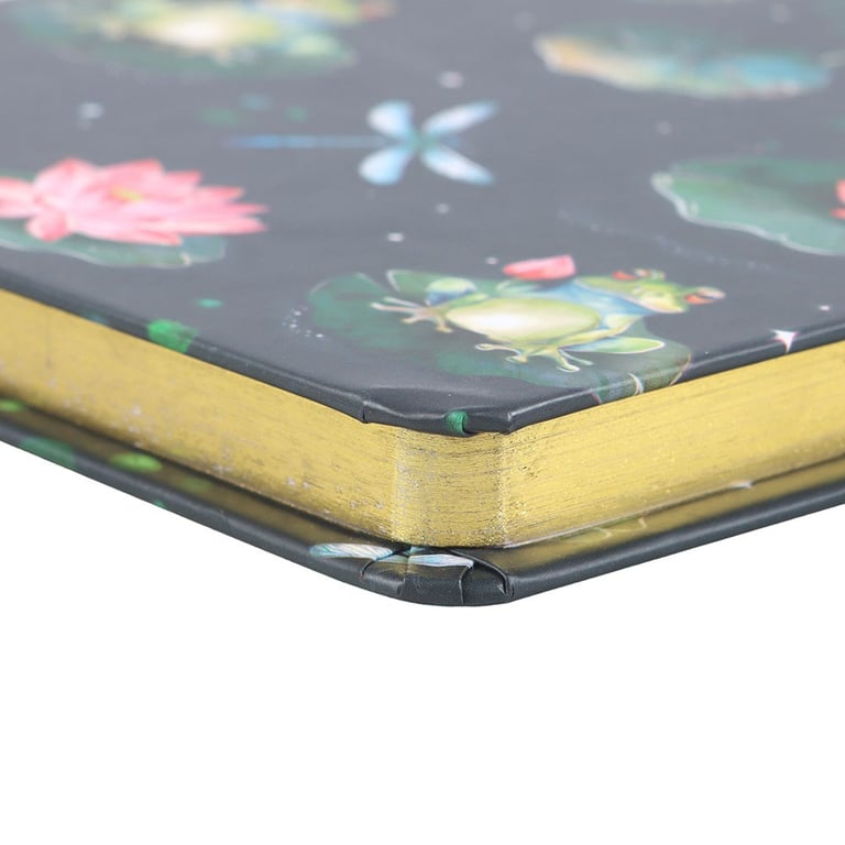 Pond Print A5 Notebook with Gold Foil Pages and Mint Green Ribbon Marker
