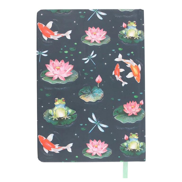 Pond Print A5 Notebook with Gold Foil Pages and Mint Green Ribbon Marker