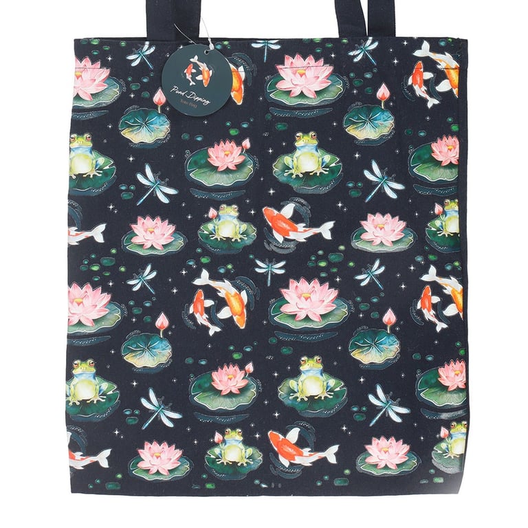 Pond Print Polycotton Tote Bag - Eco Friendly Shopping Bag with Pond Inspired Design