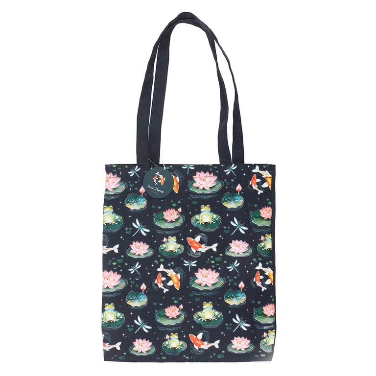 Pond Print Polycotton Tote Bag - Eco Friendly Shopping Bag with Pond Inspired Design